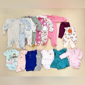 NEWBORN BABY GIRL Clothes Bundle of 17 Pieces of Clothing
